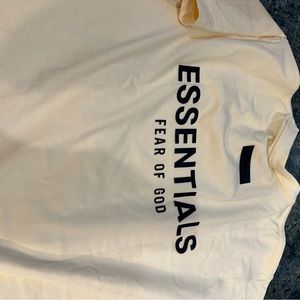 Essentials Fear of God Short Sleeve Tee in Cream with Black Logo